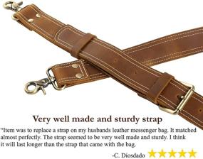 img 2 attached to 👜 Genuine Cowhide Leather Messenger Bag Strap Replacement - Adjustable, Quality Shoulder Strap for Laptop, Camera, Travel Bags and More (Light Brown)