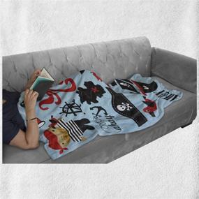 img 1 attached to Ambesonne Pirate Soft Flannel Fleece Throw Blanket with Skull Octopus and Boy in Conceptual Dress Design - Cozy Plush for Indoor and Outdoor Use - 50-Inch x 60-Inch, Blue Pink