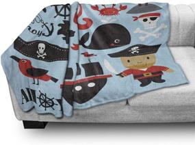 img 3 attached to Ambesonne Pirate Soft Flannel Fleece Throw Blanket with Skull Octopus and Boy in Conceptual Dress Design - Cozy Plush for Indoor and Outdoor Use - 50-Inch x 60-Inch, Blue Pink