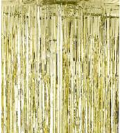 shiny gold foil fringe curtains - perfect for parties, proms, birthdays, and events - 3ft x 8ft (1 curtain) logo