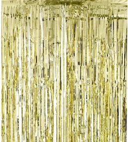 img 2 attached to Shiny Gold Foil Fringe Curtains - Perfect for Parties, Proms, Birthdays, and Events - 3ft x 8ft (1 Curtain)