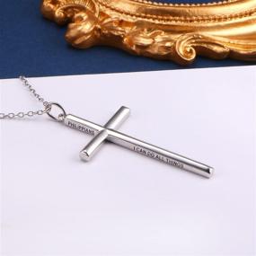 img 3 attached to 📿 YinShan 925 Sterling Silver Cross Pendant Necklace for Men - Philippians 4:13 Bible Verse Charm Jewelry Gift; Strong 24 Inches Chain for Boys