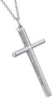 📿 yinshan 925 sterling silver cross pendant necklace for men - philippians 4:13 bible verse charm jewelry gift; strong 24 inches chain for boys logo