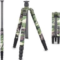 📷 rt85cg carbon fiber tripod: super professional tripod monopod with green camouflage leg covers for dslr camera, max load 25kg/55lb logo