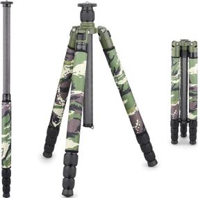 img 4 attached to 📷 RT85CG Carbon Fiber Tripod: Super Professional Tripod Monopod with Green Camouflage Leg Covers for DSLR Camera, Max Load 25kg/55lb