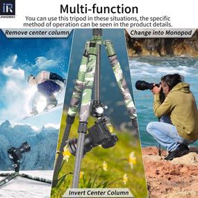 img 1 attached to 📷 RT85CG Carbon Fiber Tripod: Super Professional Tripod Monopod with Green Camouflage Leg Covers for DSLR Camera, Max Load 25kg/55lb