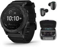 garmin tactix delta solar ballistics smartwatch bundle with wearable4u ultimate black earbuds and charging case logo