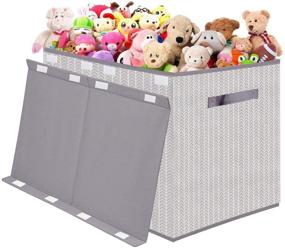 img 2 attached to 🌳 Tree Branch Pattern Grey Toy Box Chest: Collapsible Flip-Top Lid Storage Organizer for Nursery, Playroom, Closet, and Home Organization