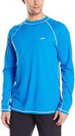 speedo men's loose fit long sleeve uv swim shirt easy tee logo