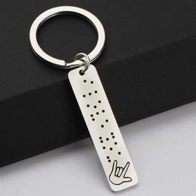 img 1 attached to BEKECH ASL Jewelry & Keychain: Unique Braille Engraved Hand Sign Language Gift for Her/Him - Expressing Love