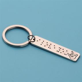 img 2 attached to BEKECH ASL Jewelry & Keychain: Unique Braille Engraved Hand Sign Language Gift for Her/Him - Expressing Love