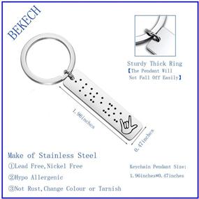 img 3 attached to BEKECH ASL Jewelry & Keychain: Unique Braille Engraved Hand Sign Language Gift for Her/Him - Expressing Love