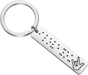 img 4 attached to BEKECH ASL Jewelry & Keychain: Unique Braille Engraved Hand Sign Language Gift for Her/Him - Expressing Love