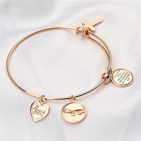 img 1 attached to 🌹 FEELMEM Christian Bracelet: I Can Do All Things Through Christ Philippians 4:13 - Rose Gold Bangle Jewelry Gift