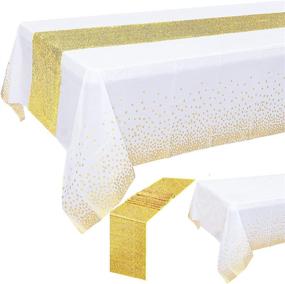 img 3 attached to 🎉 Rectangle Disposable Anniversary Tablecloth Decorations