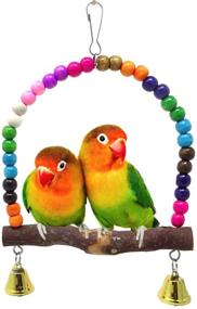 img 3 attached to 🐦 HONBAY Bird Swing Perch Toy - Wooden Hanging Parrot Toy for Small-Sized Birds