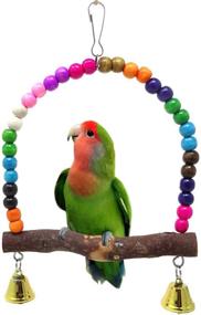 img 4 attached to 🐦 HONBAY Bird Swing Perch Toy - Wooden Hanging Parrot Toy for Small-Sized Birds