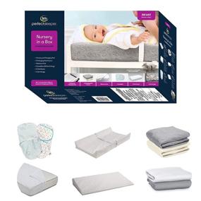 img 4 attached to 👶 Serta 9-Piece Nursery-in-a-Box Newborn Baby Gift Set for Boys and Girls, Includes 2 Swaddles, Changing Pad, 2 Changing Pad Covers, 2 Crib Sheets, Crib Mattress Pad, and Crib Wedge in White/Grey