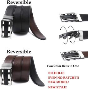 img 3 attached to 👔 Versatile Reversible Holes Belt: Brown & Black Men's Belt Accessories