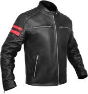 🏍️ men's black leather armor motorcycle biker jacket, x-large size for glide cruiser sportster cafe racer (black/red) logo