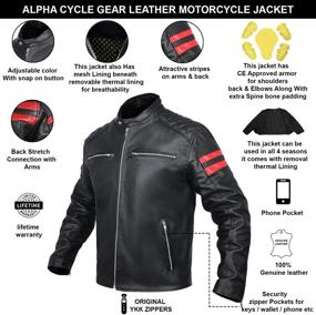 img 3 attached to 🏍️ Men's Black Leather Armor Motorcycle Biker Jacket, X-Large Size for Glide Cruiser Sportster Cafe Racer (Black/Red)