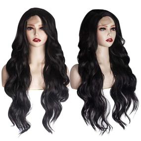 img 3 attached to MEckily Dark Brown Wig: Long Wavy Simulated Lace Scalp - Heat Resistant Synthetic Wigs for Women - Perfect for Daily Cosplay!