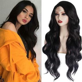 img 4 attached to MEckily Dark Brown Wig: Long Wavy Simulated Lace Scalp - Heat Resistant Synthetic Wigs for Women - Perfect for Daily Cosplay!