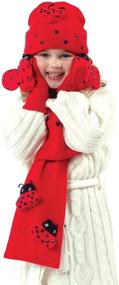 img 1 attached to Adorable Kidorable Red Ladybug Hat/Scarf/Mitten Set for Girls: Fun Wings and Antennae