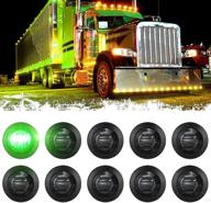 🚥 pseqt 3/4" round led side marker light clearance turn signal indicators - waterproof trailer truck car bus van pickup rv lights (10pcs, smoked lens & green led) logo