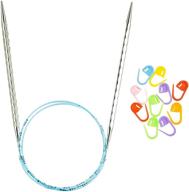🚀 rocket 2 squared ergonomic blue cord 16-inch (40cm) circular knitting needles us 6 (4mm) bundle with 10 artsiga crafts stitch markers logo
