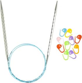 img 4 attached to 🚀 Rocket 2 Squared Ergonomic Blue Cord 16-inch (40cm) Circular Knitting Needles US 6 (4mm) Bundle with 10 Artsiga Crafts Stitch Markers