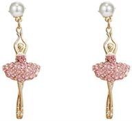 🩰 teen tastic sparkling ballet dangle earrings for women – long studs with inlaid rhinestone ballerina; tempting jewelry for girls logo