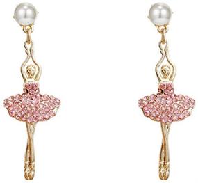 img 1 attached to 🩰 TEEN TASTIC Sparkling Ballet Dangle Earrings for Women – Long Studs with Inlaid Rhinestone Ballerina; Tempting Jewelry for Girls