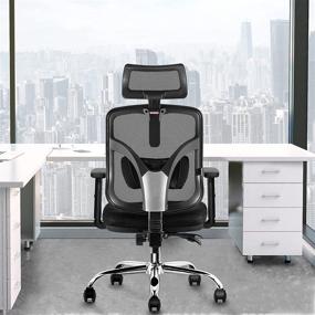 img 3 attached to 🪑 HARBLAND Ergonomic High Back Office Chair with Adjustable Headrest, Backrest, and Armrest for Home Office Computer Desk