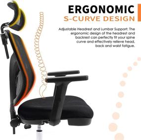 img 1 attached to 🪑 HARBLAND Ergonomic High Back Office Chair with Adjustable Headrest, Backrest, and Armrest for Home Office Computer Desk