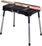 🔨 keter jobmade portable work bench and miter saw table with wood clamps – easy storage in garage, ideal for woodworking tools and accessories логотип