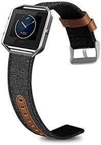 img 1 attached to Ремешки Skylet Fitbit Blaze с серебристой рамкой - подлинная кожаная замена ремешка для мужчин и женщин - черный, серый, белый