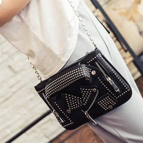 img 3 attached to JNKET Leather Motorcycle Shoulder Crossbody Women's Handbags & Wallets for Shoulder Bags