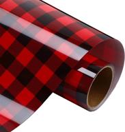 🏻 halloween buffalo plaid htv: iron-on vinyl heat transfer for diy clothing - black red, 12 in x 5 ft logo