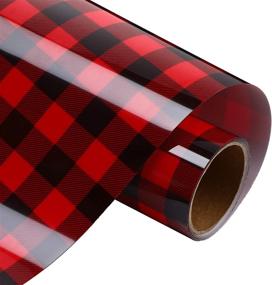 img 4 attached to 🏻 Halloween Buffalo Plaid HTV: Iron-on Vinyl Heat Transfer for DIY Clothing - Black Red, 12 in x 5 ft