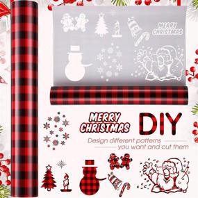 img 2 attached to 🏻 Halloween Buffalo Plaid HTV: Iron-on Vinyl Heat Transfer for DIY Clothing - Black Red, 12 in x 5 ft