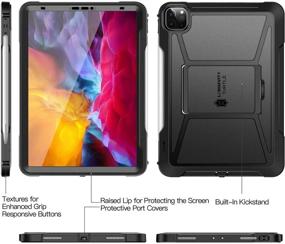 img 2 attached to 📱 ZtotopCase for iPad Pro 11 Case 2020/2021: Shockproof Dual-Layer Full Protective Cover with Kickstand, Pencil Holder & Pencil Charging - Black