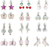 🦄 pinksheep clip on earrings - 12 pairs little girls jewelry set for 5/6 years old - unicorn cat-themed gift logo