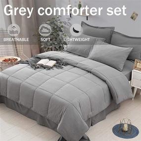 img 3 attached to 🛏️ Premium Grey Comforter Queen Bed in a Bag: 7-Piece Soft Washed Microfiber Set with Sheet and Pillowcases - All Season Queen Size Comforter Set (90”X90”)