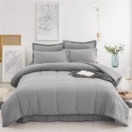 🛏️ premium grey comforter queen bed in a bag: 7-piece soft washed microfiber set with sheet and pillowcases - all season queen size comforter set (90”x90”) logo