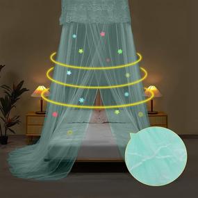 img 1 attached to 🌟 Mint Green Bed Canopy with Stars Snowflake Stickers - Easy Installation for Single to King Size Canopy Beds - Perfect for Camping, Patio, Bedroom Decoration