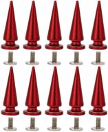 large size red cone spikes punk rivets stud screw tree shape back spikes - pack of 10, ideal for diy leather shoes, jackets, crafts, garment bags logo