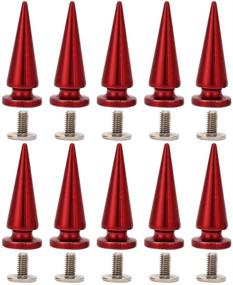 img 4 attached to Large Size Red Cone Spikes Punk Rivets Stud Screw Tree Shape Back Spikes - Pack of 10, Ideal for DIY Leather Shoes, Jackets, Crafts, Garment Bags