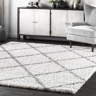 modern accent rug by nuloom - luxuriously soft & plush, 2' x 3', white logo