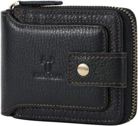 img 4 attached to Men's Leather Zipper Wallet - Secure RFID Blocking Wallet for Cards, Cash & Organizers